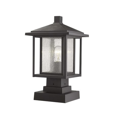 Z-LITE Aspen 1 Light Outdoor Pier Mounted Fixture, Black And Clear Seedy 554PHMS-SQPM-BK